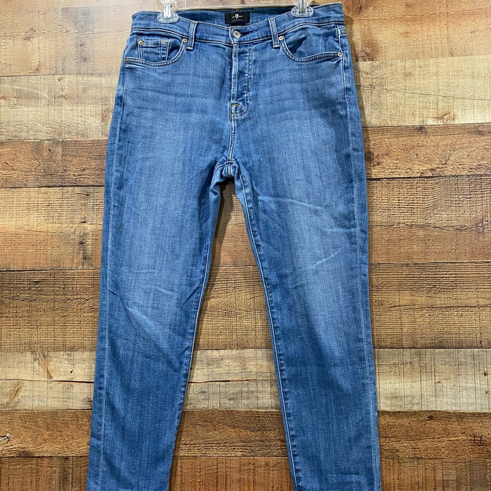 7 For All Mankind Josefina High Rise Button Fly Cropped Jeans Size 29